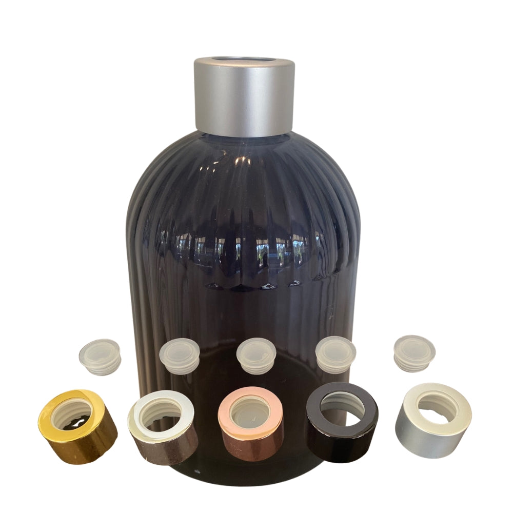 Reed Diffuser Bottle and Collar Set - Slate Blue. Ribbed. 250ml.