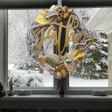 Load image into Gallery viewer, Christmas Wreath. &quot;Gather&quot;. Silver, Gold. 40cm
