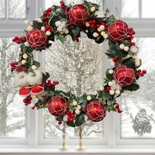 Load image into Gallery viewer, Christmas Wreath with Ball Battery Lights. 50cm
