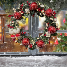 Load image into Gallery viewer, Christmas Wreath with Ball Battery Lights. 50cm
