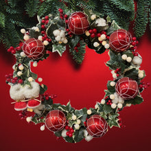 Load image into Gallery viewer, Christmas Wreath with Ball Battery Lights. 50cm
