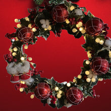 Load image into Gallery viewer, Christmas Wreath with Ball Battery Lights. 50cm
