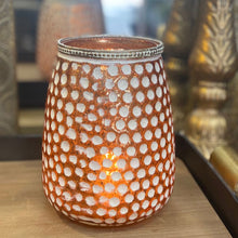 Load image into Gallery viewer, Candle Holders. Golden Tan and White Spotted
