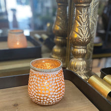 Load image into Gallery viewer, Candle Holders. Golden Tan and White Spotted
