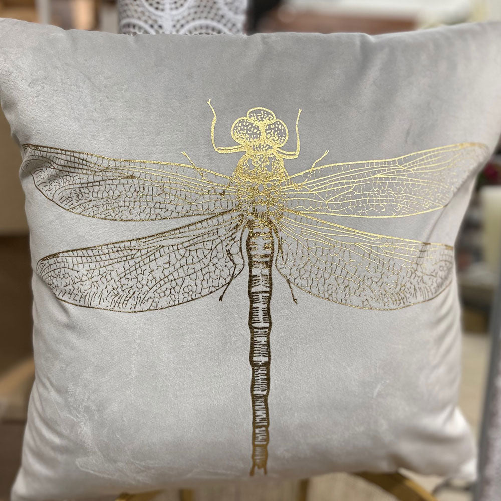 Dragonfly Plush Velvet Cushion. 45cm x 45cm. 2 colours available