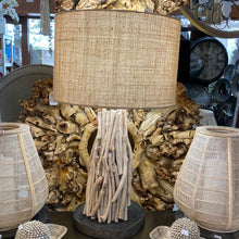 Load image into Gallery viewer, Driftwood Lamp with Natural Woven Shade
