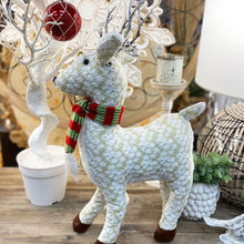Load image into Gallery viewer, Reindeer. Plush Snowflake Embroidered Fabric. 50cm
