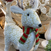 Load image into Gallery viewer, Reindeer. Plush Snowflake Embroidered Fabric. 50cm
