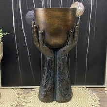 Load image into Gallery viewer, Healing Hands Antiqued Finish Planter Stand

