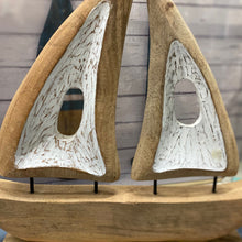 Load image into Gallery viewer, Hamptons Hand Carved Solid Mango Wood Sail Boat
