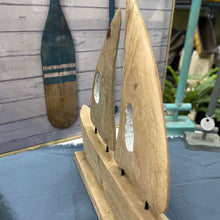 Load image into Gallery viewer, Hamptons Hand Carved Solid Mango Wood Sail Boat
