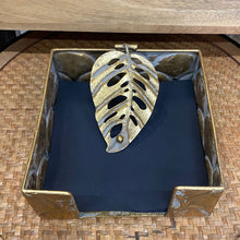 Load image into Gallery viewer, Metal Filigree Napkin Holder. Golden Palm or Golden Gingko
