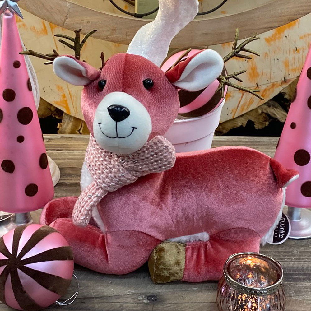 Reindeer Sitting. Pink & Chocolate. 30cm