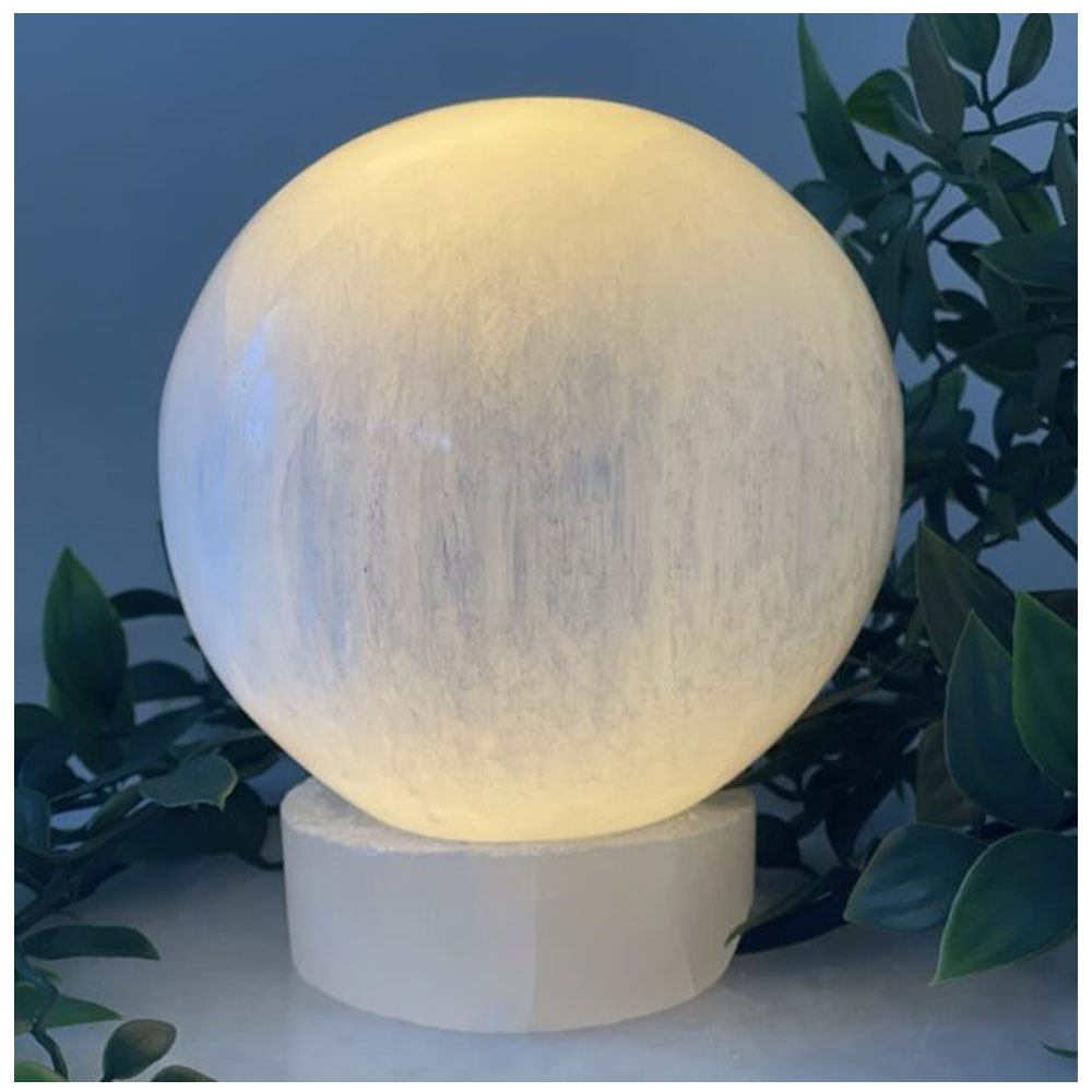 Selenite Large Spherical Lamp