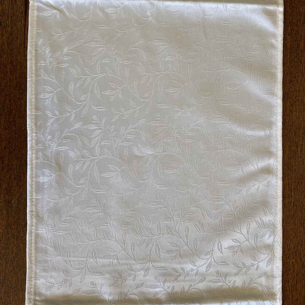 White Leaf Table Runner with Leaf Pattern. 240cm x 33cm