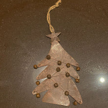Load image into Gallery viewer, Rustic Metal Tree with bells Hanging Ornament. 25cm
