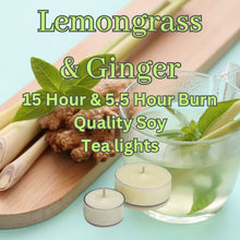 Load image into Gallery viewer, Lemongrass &amp; Ginger - Superior Soy Tea Lights
