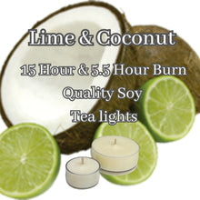 Load image into Gallery viewer, Lime &amp; Coconut - Superior Soy Tea Lights

